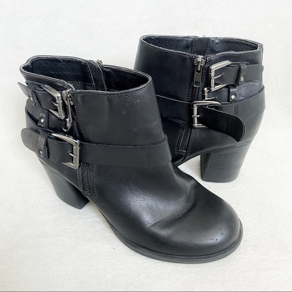 Torrid black short heel boots with buckles size 9